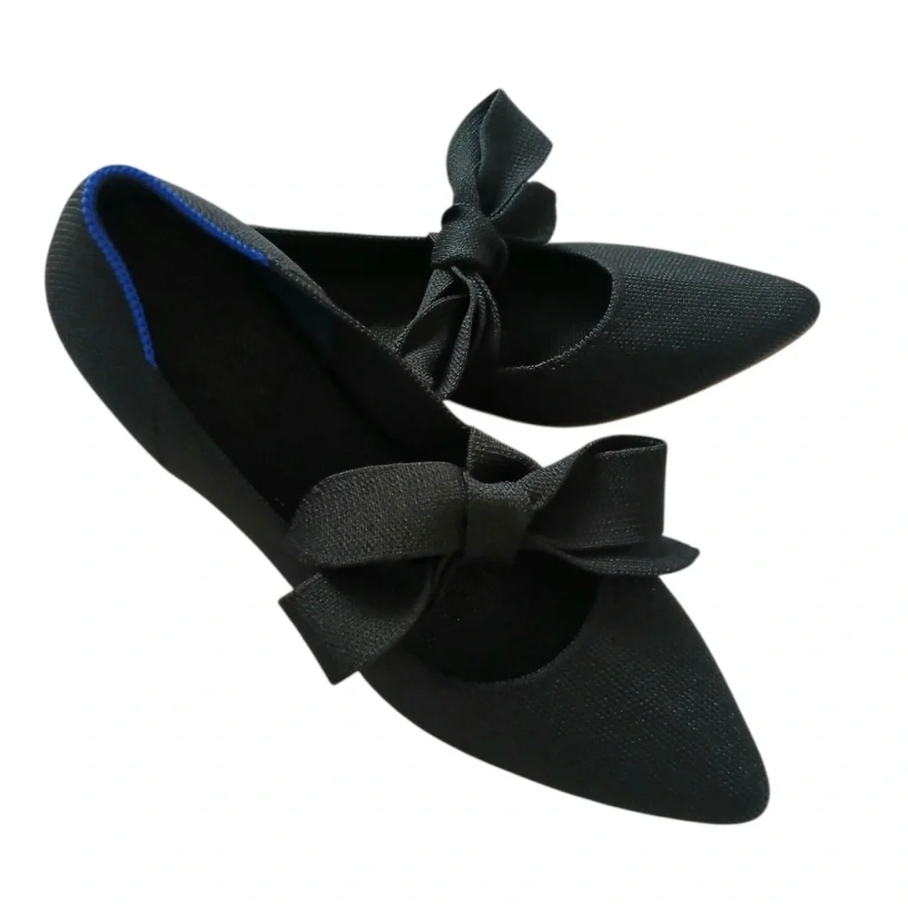 Rothy's Elegant Black Flats with Bow - Picture 2 of 4